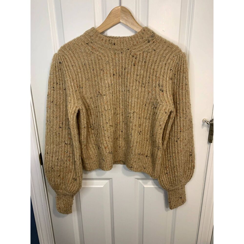 French Connection Natalya Wool Blend Rib Knit Camel Brown Sweater Size Small